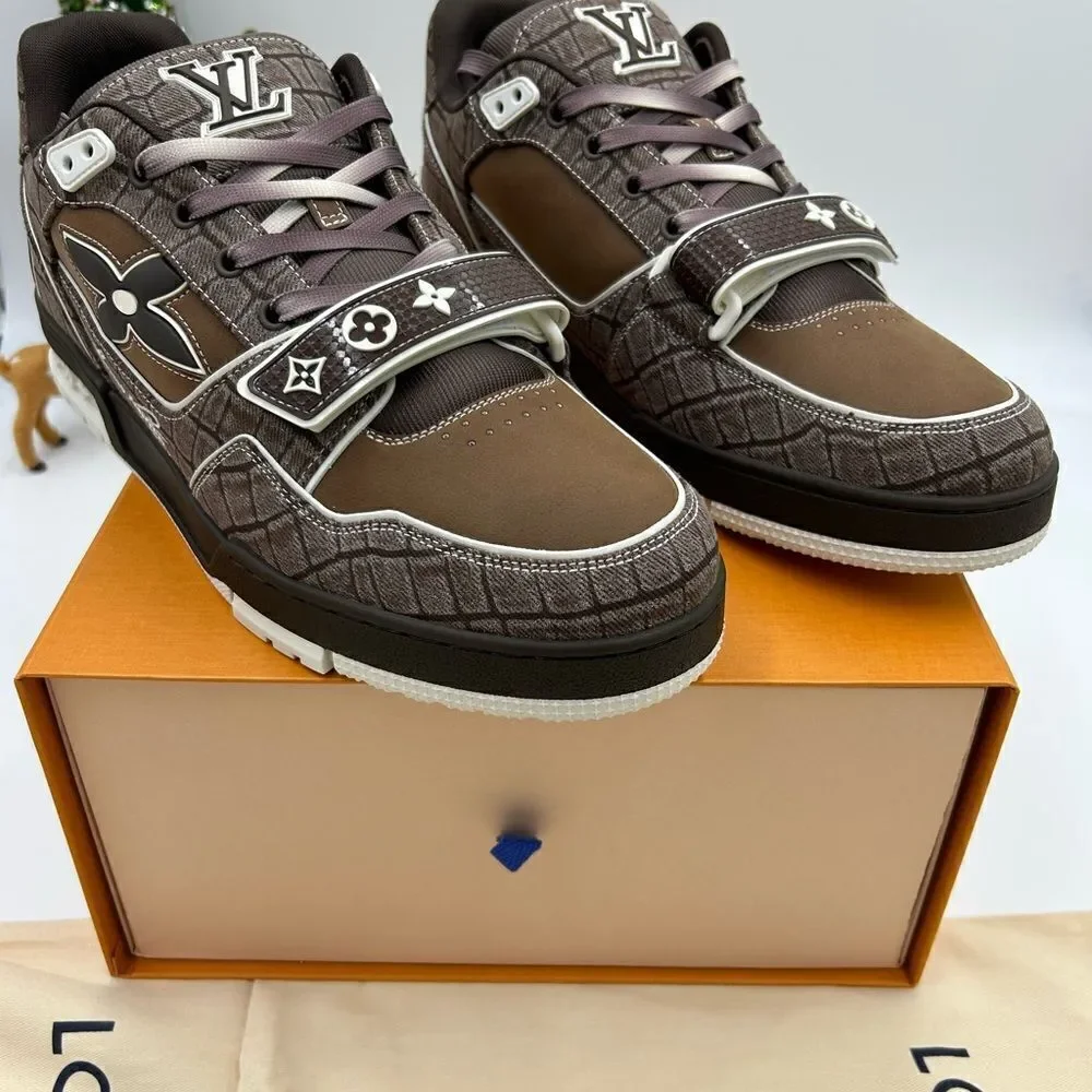 Men’s Louis Vuitton trainer sneakers mocha crocodile print size 11 fits US 12 - Picture 3 of 11